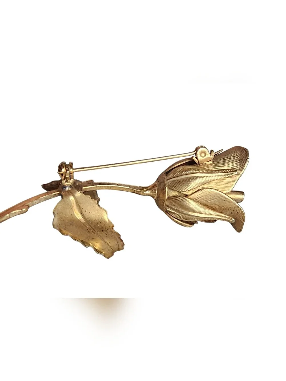 Vintage Giovanni Signed Gold Rose Brooch 1960s Mid Century Floral Botanical Pin‎